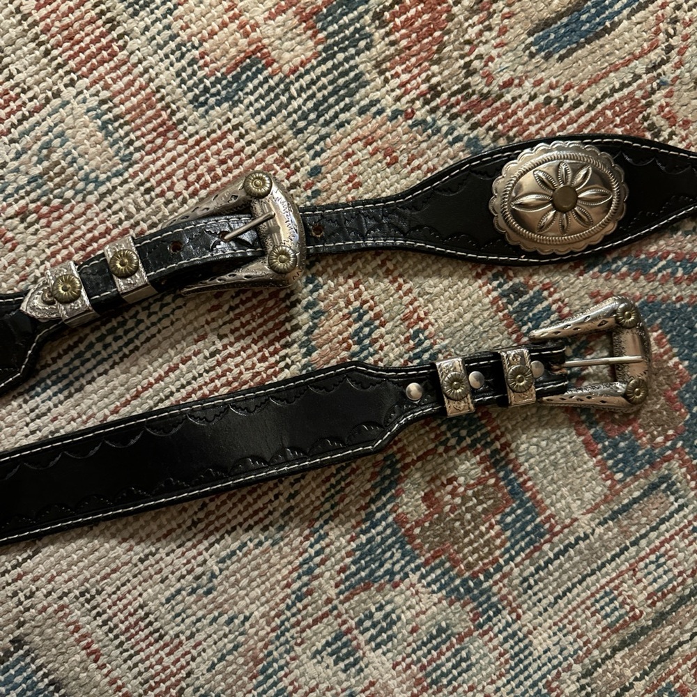 Vintage black cowboy waist belt